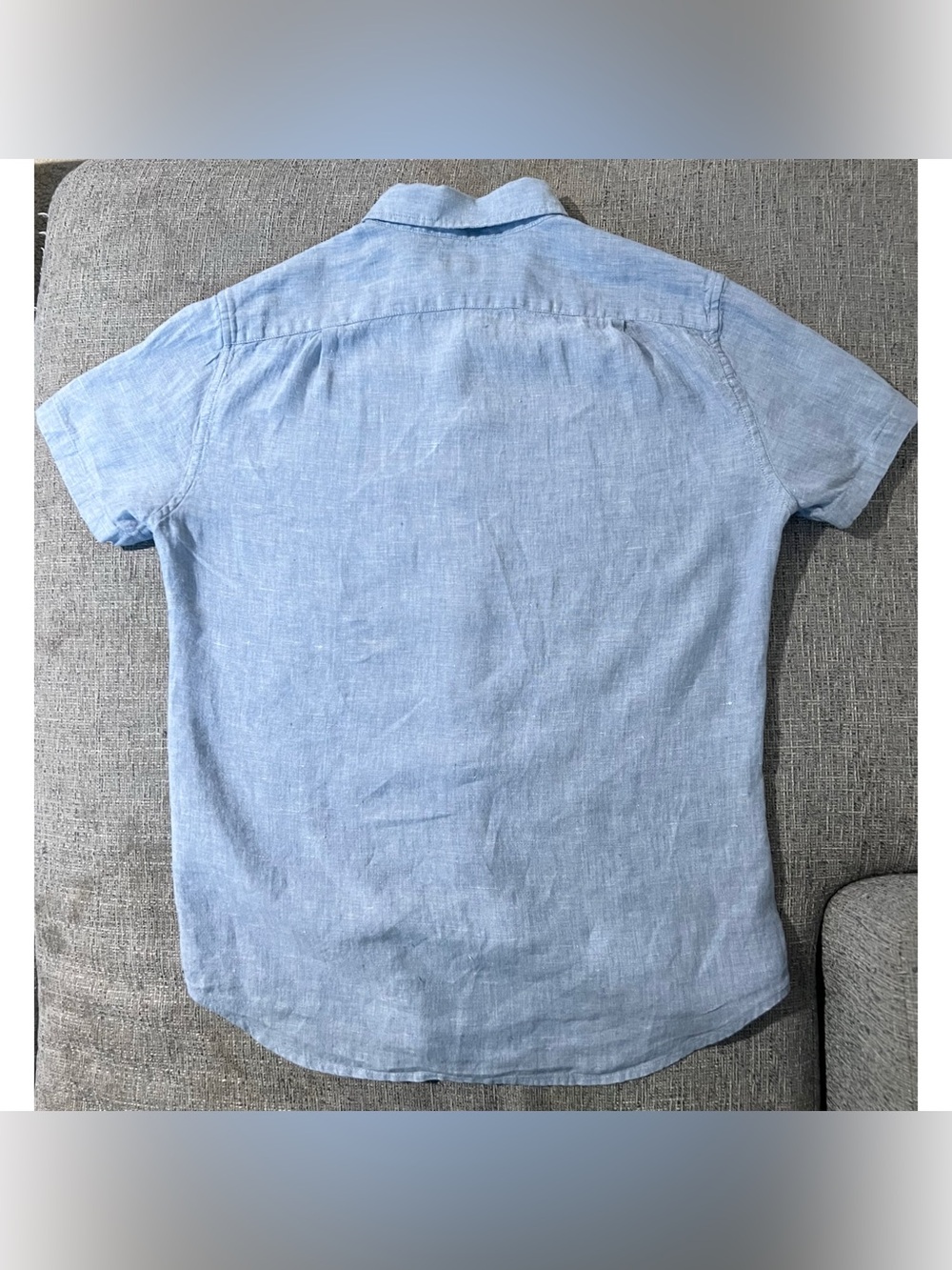 J.Crew Men’s S Linen Cotton Button Down Shirt Blue Short Sleeve Summer - Picture 4 of 6